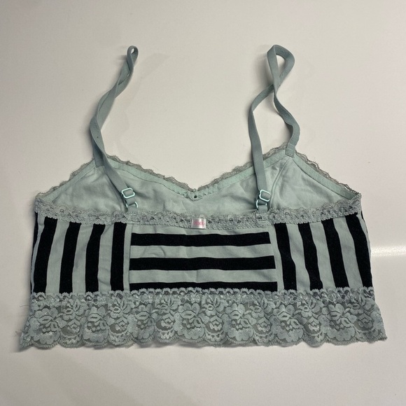 PINK Black and aqua lace striped bralette size medium - Picture 4 of 8